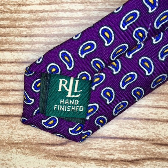 ✨Lauren Ralph Lauren Men’s Purple Paisley Silk Tie - Picture 4 of 7